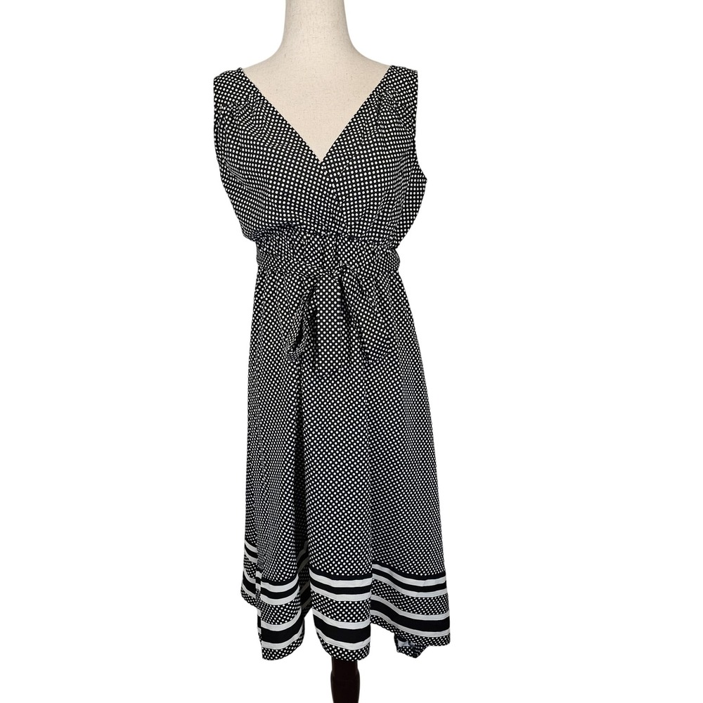Motherhood Maternity Dress Womens‎ Small Polka Dot Sleeveless V Neck Midi Casual